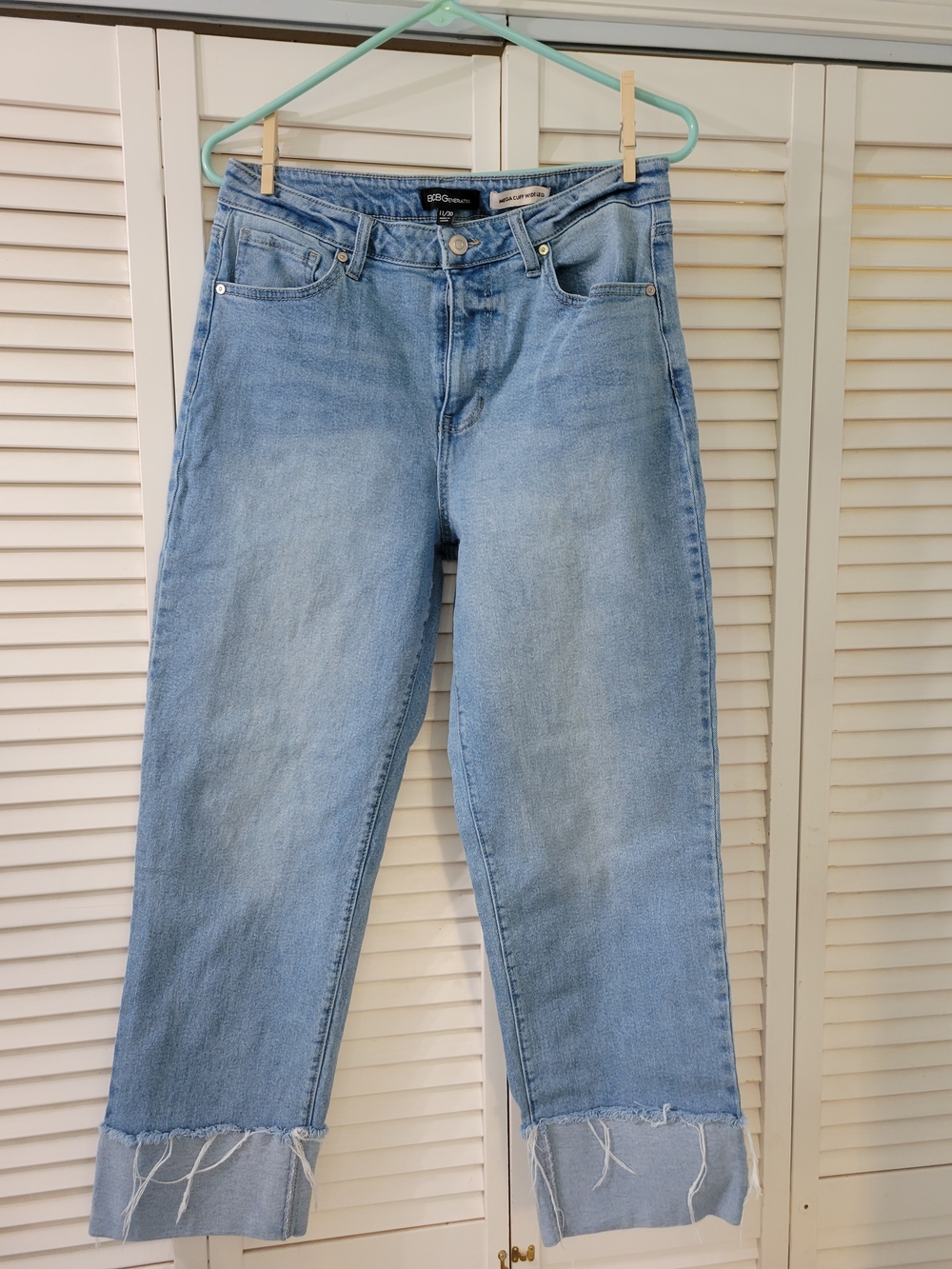 BCBGeneration Light Blue Mega Cuff Wide Leg Jeans